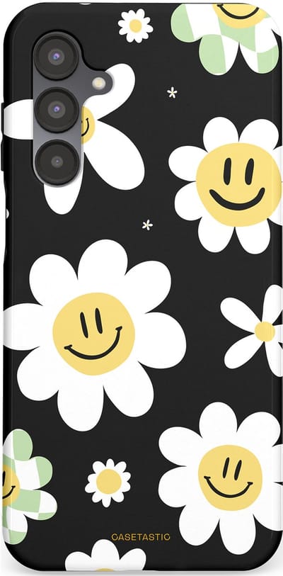 Casetastic hoesje geschikt voor Samsung Galaxy A16 - Dubbellaagse bescherming - Vrolijke Madeliefjes - Fashion Case - Zwart Wit Grijs Goud