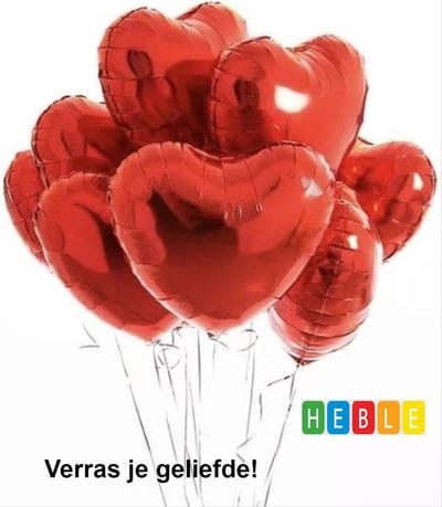 *** 10x Hartjes Ballonnen - Folie Ballonnen Set voor Valentijnsdag - Helium Ballonnen - Party Feest Decoratie - Romantische Versiering - 45cm - Liefde - Verliefd - Heble® ***