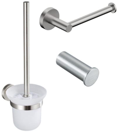 FugaFlow Eccelente Acces Toiletset 3-delig - toiletrolhouder zonder klep - toiletborstel - handdoekhaak enkel rond - Geborsteld RVS PVD (RVS)