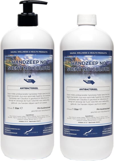 Handzeep No Scent, No Colour 1 liter - met gratis pomp - set van 2 stuks