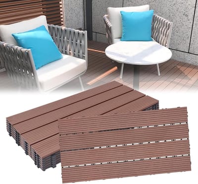Terrastegels WPC - Vloerbedekking Balkon - Buiten Leven - Kliksysteem Drainage - 60x30cm 6 Stuks - Bruin