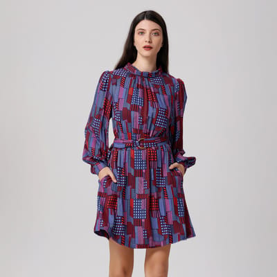Korte blouse-jurk met grafische print
