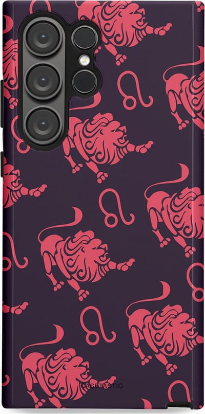 Casetastic Hoesje Geschikt voor Samsung S23 Ultra - Stijlvolle Beschermende Duo-layer Case - Zodiak leeuw