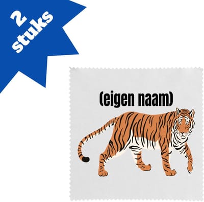 Akyol - tijger met eigen naam brillendoekjes - Tijger - dieren liefhebber - iemand die houdt van tijgers - verjaardag - cadeau - kado - geschenk - 17,8 bij 17,8 cm - 2 stuks
