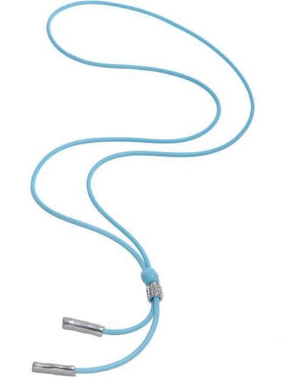 Behave Lange ketting - Licht blauw waxkoord met kristal glassteen