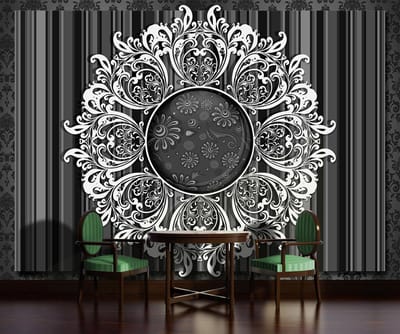 Vintage Pattern Black White Photo Wallcovering