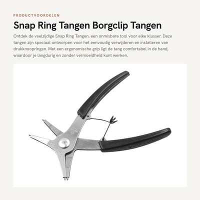 Dailygoods- Snap Ring Tang Ergonomische Grip - Dual Purpose - Borgclip Tang - Verwijderen/Installeren - Koolstofstaal - Opening Diameter Max 22mm - Ringtang