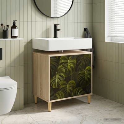 vidaXL - Badkamerkast - ELBURG - Sonoma - 60 - x - 40 - x - 60 - cm - Bewerkt - hout