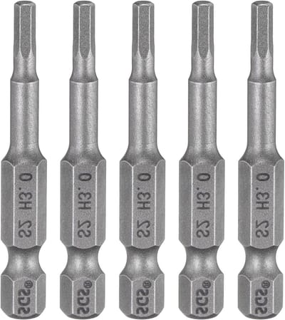 3mm HRC60±1 harde hex bits, 50mm lang, 5-delige schroevendraaier bit set, 1/4 inch magnetische S2 staal hex bit set voor precisiewerk