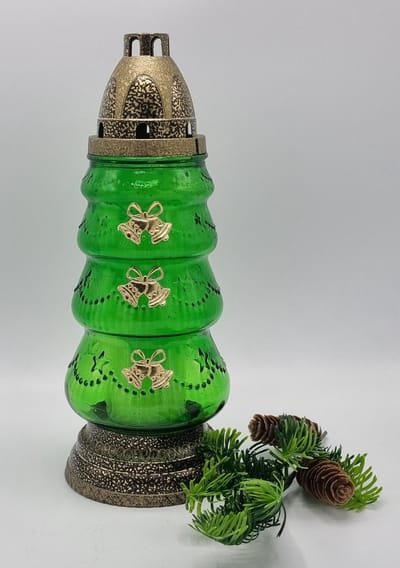 Herdenkingslicht - R34e - Kerstboom - Klokjes - Goud - Grafkaars - Graflicht - Graflantaarn - Grafdecoratie - Windlicht
