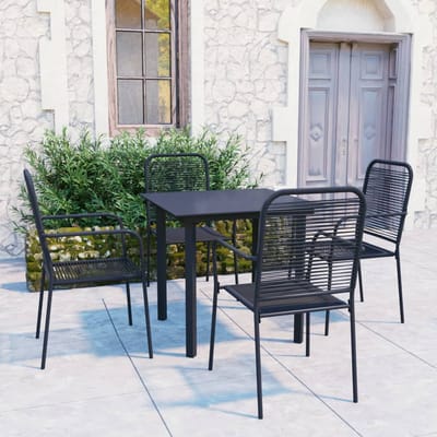 vidaXL - 5-delige - Tuinset - glas - en - staal - zwart