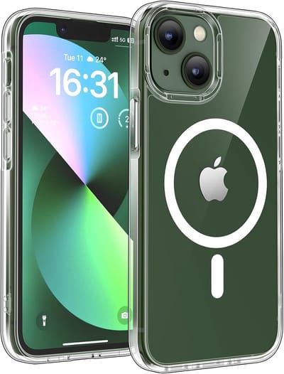 voor iPhone 13 Mini Case Compatibel met MagSafe, Wordt nooit geel, Schokbestendig Anti-vingerafdruk Anti-slip Dunne Slagvaste Hoes 5.4-Inch, Transparant