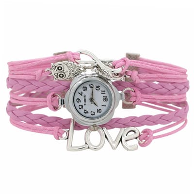 Fako - Armband Horloge - Multi Infinity Uiltjes Love - Roze