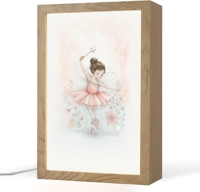 Nachtlampje 20x30 cm - Kinder lampje - Ballerina - Fee - Roze - Tafellamp kinderkamer - Slaapkamer lamp - Bedlamp kinderen - Kinderlampje stopcontact - Wandlamp babykamer - Nachtlampjes