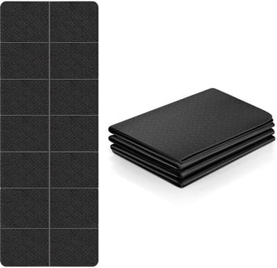 Dailygoods - Flintronic Yogamat, opvouwbaar, 4 mm dik, antislip, TPE-yogamat, opvouwbare draagbare gymnastiekmat voor yoga, pilates, fitness, sport, training