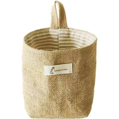 Bureau Opbergmand Jute Katoen Linnen Zak Hangende Zak Kleine Zak Diversen Opbergdoos Met Handvat Cosmetica Opbergzak Yellow stripes