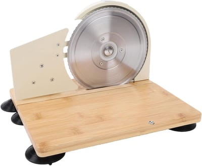 GOWENIC Verstelbare Dikte Handmatige Broodsnijder Stevig Zuurdesembroodsnijgereedschap voor Zelfgemaakt Brood Keukenbakliefhebber Roestvrij Staal/composiet Hout
