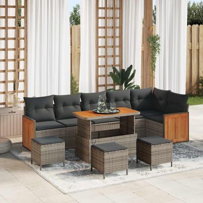 vidaXL - Tuinbank - Set - 10 - st - 10-Aantal - zitplaatsen - Grijs