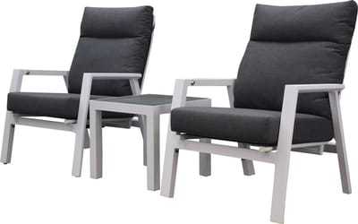 Vegas lounge balkonset 3 delig verstelbaar aluminium wit