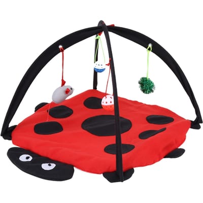 Opvouwbare Katten Activiteit Speelmat Tent Multifunctioneel Huisdierbed met Hangende Speelballen
