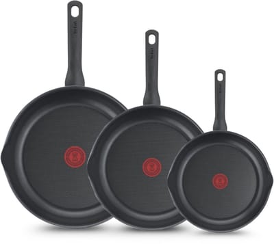 Tefal Day by Day On Koekenpannenset - 20/24/28cm - Niet geschikt voor Inductie - Anti-aanbaklaag - Schenktuiten - Aluminium - Zwart