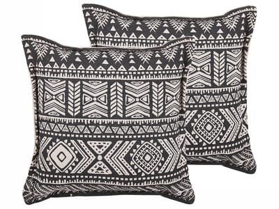 SIRVAN - Sierkussen set van 2 - Zwart - 45 x 45 cm - Katoen