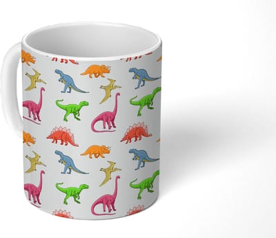 Mok - Koffiemok - Patronen - Dino - Kinderen - Jongens - Kleuren - Kids - Jongen - Mokken - 350 ML - Beker - Koffiemokken - Theemok