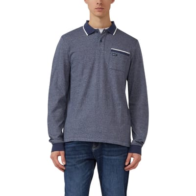 s.Oliver - male - Polo met lange mouwen en manchetten in een gemêleerde look