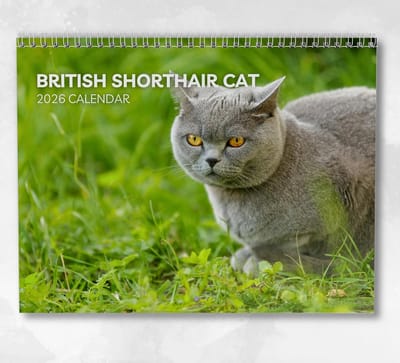Kattenkalender 2026: Britse Korthaar Maandplanner met Notitieruimte, A4 Formaat