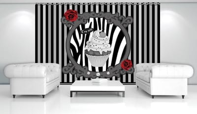 Cupcake Stripes Grey Photo Wallcovering
