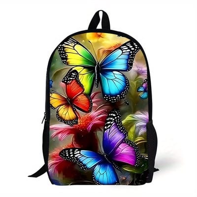 Vlinder Rugzak | Vlinderpatroon Rugtas | Vlinders Rugzak | Mooie Vlinder Rugzak | Realistische Vlinder Rugzak | Schattige Rugzak | Dieren Rugzak | Rugzak Meisjes | Rugzak Jongens | Mooie rugzakken met Vlinders | 20 liter | Kinder Rugzak