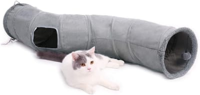 SCH® Kattentunnel - Kattenspeelgoed - Kattenspeeltjes - Grijs- ‎117cm x 27cm x 27 cm; 410 g
