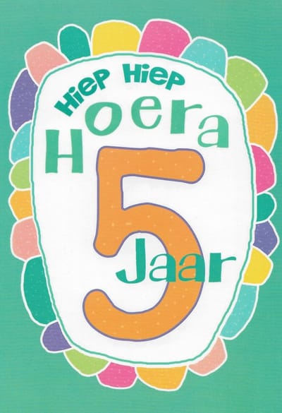 Verjaardagskaart 5 Jaar - Wenskaart Verjaardag - Kaart 5 Jaar