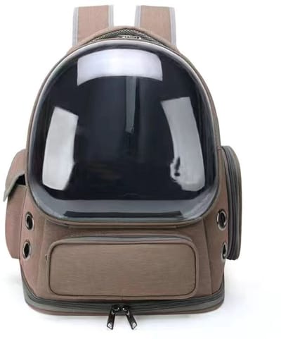 Elora Pets® - Kattenrugzak - Kattenrugtas met Transparant Venster & Ventilatie - Katten Transport Rugzak tot 7kg - Kleur Khaki