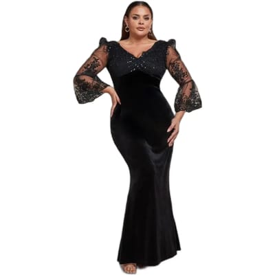 Strakke damesjurk Goddiva Scalloped Lace & Velvet