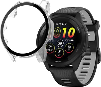 Hoesje voor Garmin Forerunner 265 / 265 Music (46mm) - Harde beschermhoes transparant scherm gehard glas