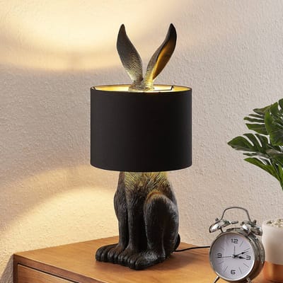 Lindby - Tafellamp - 1licht - Stof, polyresin, ijzer - H: 56 cm - E27 - zwart, goud