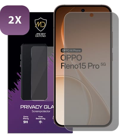 2-Pack MobyDefend Screenprotectors - Geschikt voor Oppo Reno15 Pro - Matte Privacy Glass Screensavers