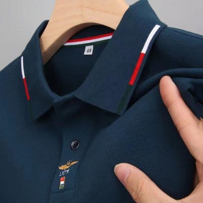 Puur Katoen Lange Mouw T-shirt Herfst en Winter Verdikt Heren Revers Bovenkleding Lente Middelbare Leeftijd Geborduurd POLO Shirt XXXL black