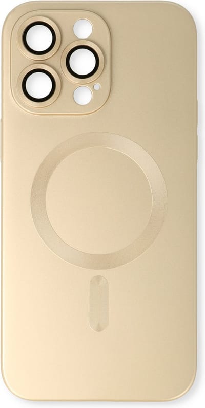 Casemania Hoesje Geschikt voor Apple iPhone 15 Pro - Goud - Matte Siliconen Back Cover - Geschikt voor Magsafe