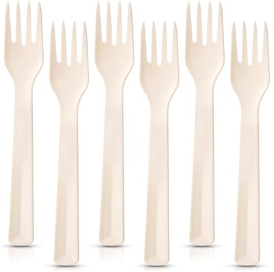 Tafelvorken Plastic Crème 18 cm 6 stuks - Vorken - Tafelvork - Tafelvorken - Vork
