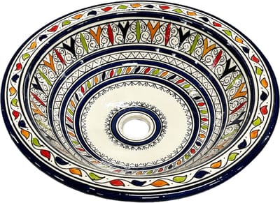 Marokkaanse handgemaakte waskom - Aardewerk (opbouw) wasbak Ø 40 cm