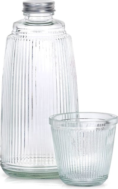 Karaf met Drinkglas Glas 1 l + 220 ml 2 delig - Glas - Waterglas - Waterglazen - Waterkaraf - Waterkan - Kan - Drinkkan