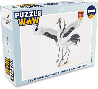 Puzzel Illustratie van twee Chinese kraanvogels - Legpuzzel - Puzzel 1000 stukjes volwassenen