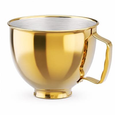 Roestvrijstalen Mengkom voor KitchenAid 4.3, 4.7/4.8L Tilt-Head Stand Mixers Artisan & Classic Series van MMOBIEL - 4.8L Kom RVS met Handvat – Vaatwasmachinebestendig – Goud