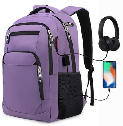 Wishdor Paarse 18/20 inch Laptoprugzak voor Heren – Grote Capaciteit, Reisrugzak met Meerdere Vakken, Ideaal voor Werk en Reizen