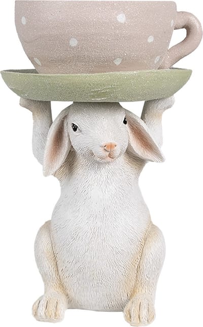 Clayre & Eef Beeld Konijn 24 cm Beige Roze Polyresin