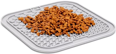 Nobleza Likmat Hond & Kat - Slowfeeder & Anti-Schrok Voermat - Antislip Siliconen - 20 x 20 cm - Grijs