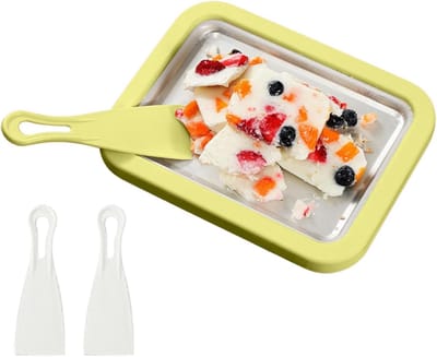 Rol IJs Maker - Dessert Tray - Zelf Desserts Maken - Voedselveilige Roestvrij Staal - 22.6 cm - Groen
