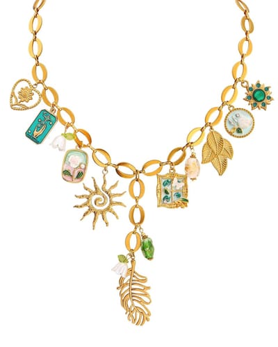 Cliste Couture - Handgemaakt PURE HARMONY MULTI CHARM Ketting - 18k Verguld - Roestvrij staal - Bedels - Ketting dames - Waterproof - Sieraad voor Festivals– Moederdag - Sierden vrouw